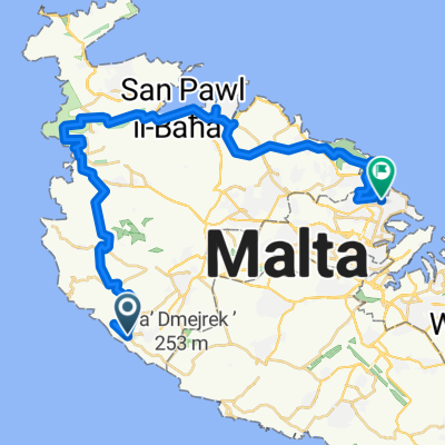 route terug Malta