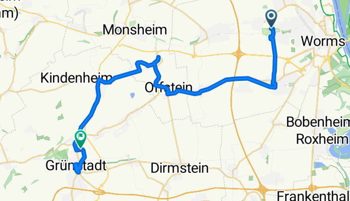 Worms nach Uhlandstraße, Grünstadt