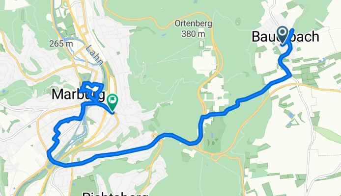 Bauerbacher Straße, Marburg to Alter Kirchhainer Weg, Marburg