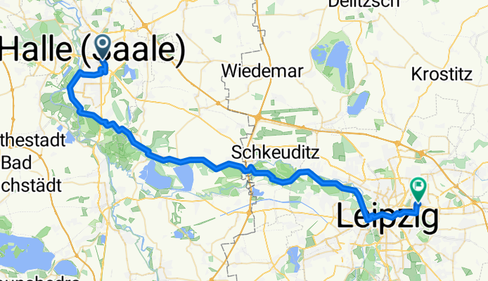 Halle nach Leipzig