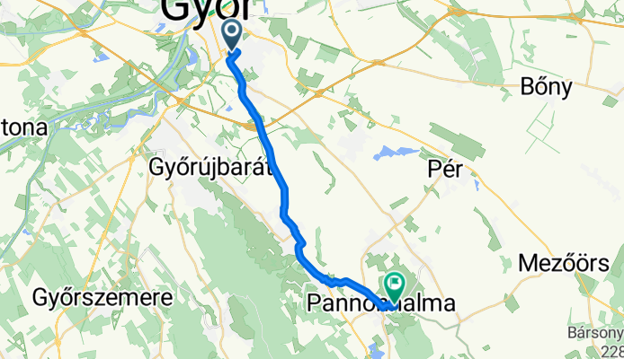 Route to Apátsági Pincészet Pannonhalma