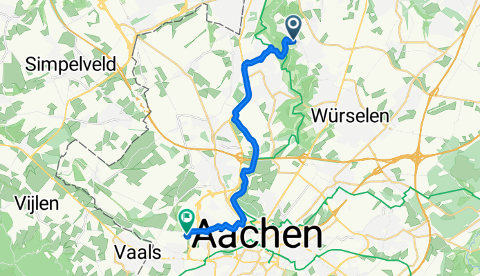Route zu Universitätsklinikum Aachen