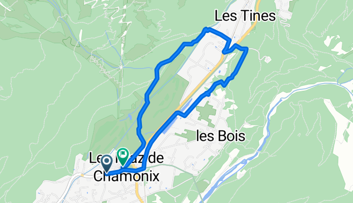 Route des Praz, Chamonix-Mont-Blanc to Chemin des Cimes, Chamonix-Mont-Blanc