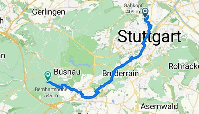 Rebhalde, Stuttgart nach Katzenbacher Hof, Stuttgart