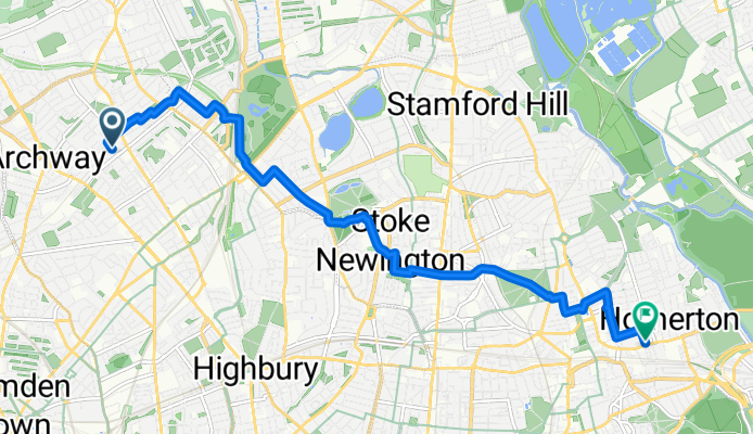 Hatchard Road, London to Berger Road, London