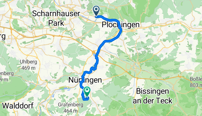 Bachstraße, Esslingen am Neckar nach Lenbachstraße, Nürtingen