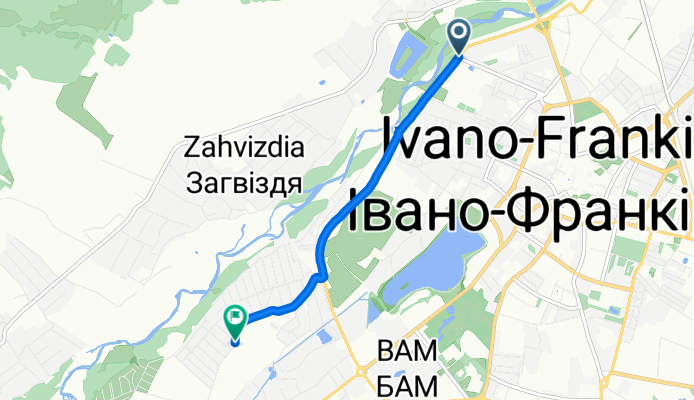 Набережна вулиця ім. Василя Стефаника to Вулиця Бузкова 20А