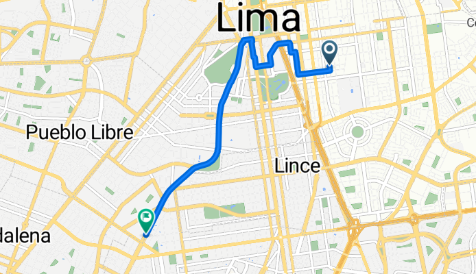 De Jirón Hipólito Unanue a Avenida Jose Faustino Sanchez Carrion
