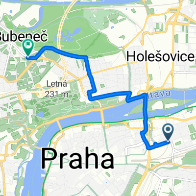 Malého, Prague 8 nach Wolkerova, Prague 6