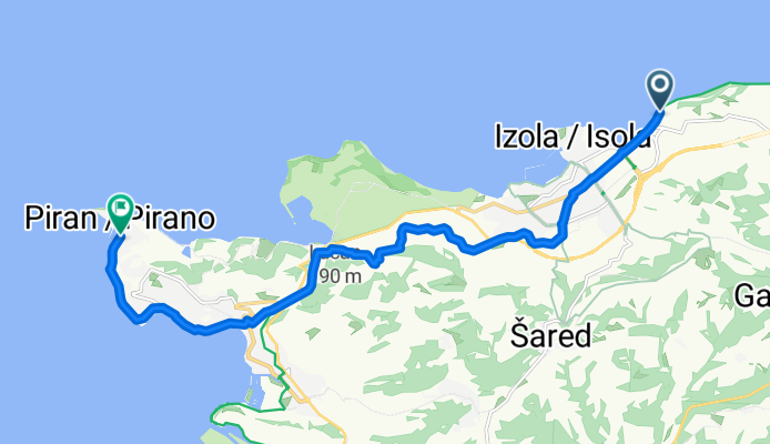 Izola, Izola nach Piran, Piran