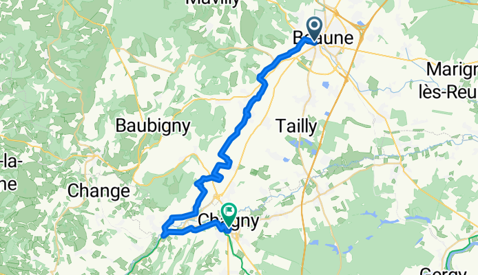 Rue du Faubourg Bretonnière, Beaune nach Rue de la Poste, Chagny