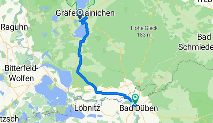 Taubenweg, Gräfenhainichen nach Schützenstraße, Bad Düben