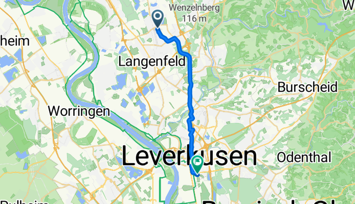 Oderstraße, Langenfeld (Rheinland) nach Kurtekottenweg, Leverkusen