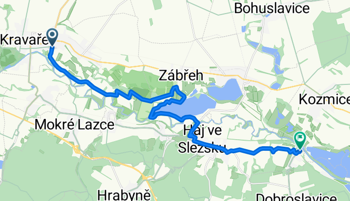 Nábřežní, Kravaře do Kamenec, Háj ve Slezsku