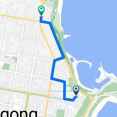 Route in Wollongong CBD