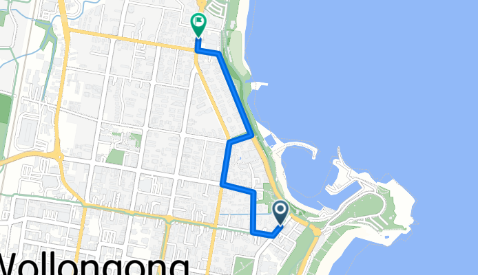 Route in Wollongong CBD