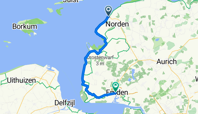 Von Norddeich am Wasser entlang nach Bahnhofsplatz, Emden