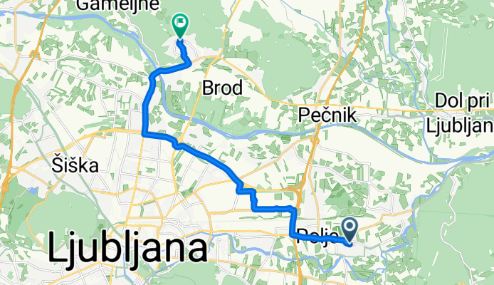 Avgustinčičeva ulica to Suhadolčanova ulica