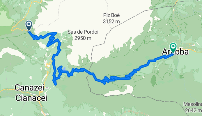 Strada de Sela, Canazei nach Via Boè Arabba, Livinallongo del Col di Lana