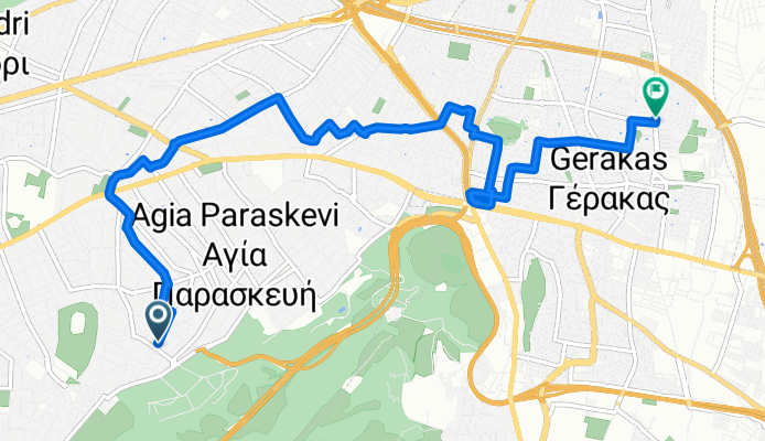 Πατριάρχη Γρηγορίου Ε´, Αγία Παρασκευή to Αργοστολίου, Γέρακας