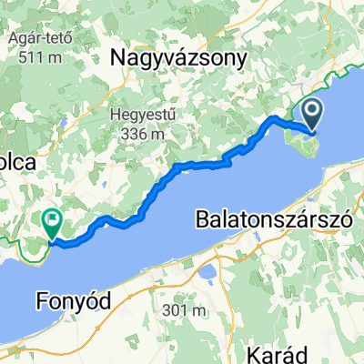 Kossuth Lajos utca, Tihany - Vasút utca, Badacsonytomaj