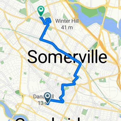 Dana St, Cambridge to Winchester St, Medford