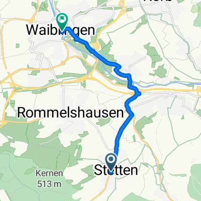 Lange Straße, Kernen im Remstal nach Kurze Straße, Waiblingen