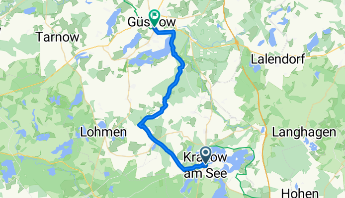 Markt, Krakow am See nach Neuwieder Weg, Güstrow