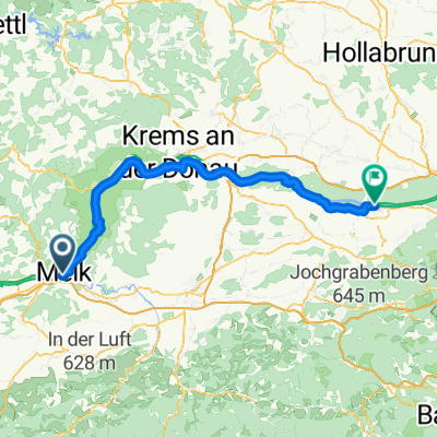 Rathausplatz, Melk nach Donaulände, Tulln an der Donau