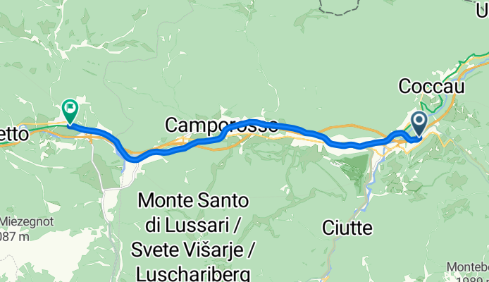 Route from TARVISIO BOSCOVERDE via Stefano Spizzo (stazione FS)