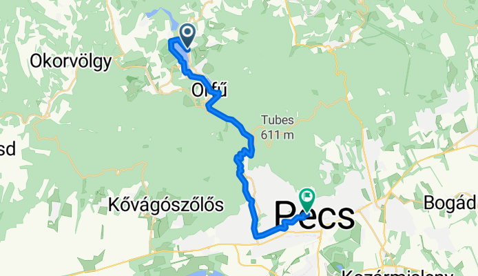 6608-as mellékút, Orfű - György utca, Pécs