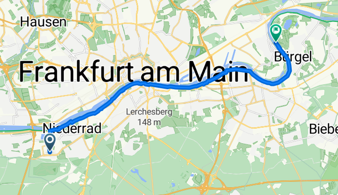 Lyoner Straße, Frankfurt am Main nach Gerhard-Becker-Straße, Offenbach am Main