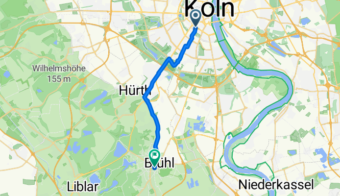 Am Weidenbach, Köln nach Balthasar-Neumann-Platz, Brühl