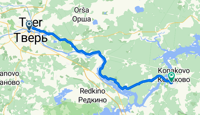 От улица Советская 13, Тверь до улица Свободы 154, Конаково