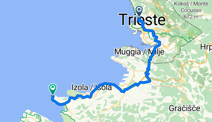 Route von Triest Piran