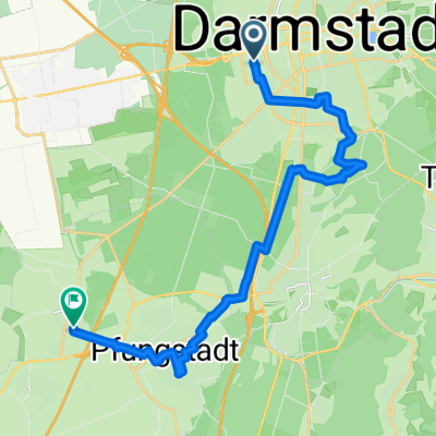 Route nach Pfungstadt über Ludwigsturm