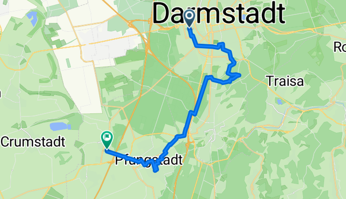 Route nach Pfungstadt über Ludwigsturm