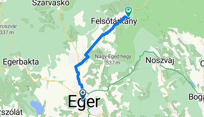 Szt János utca, Eger - Bükkerdő sétány, Felsőtárkány