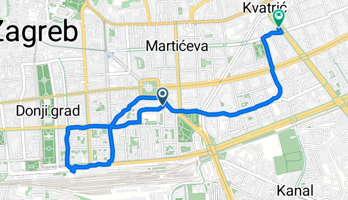 Ulica Jurja Križanića, Zagreb to Trg Eugena Kvaternika, Zagreb
