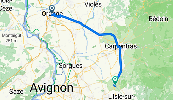 Orange nach Velleron 70km