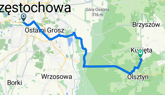 Generała Kazimierza Pułaskiego do Olsztyn