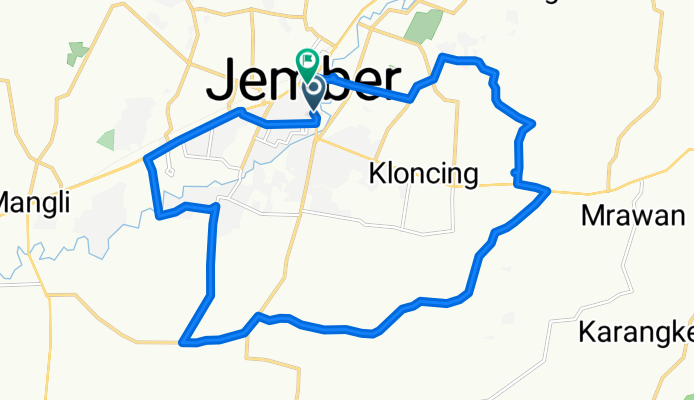 Jalan Jenderal Achmad Yani, Kabupaten Jember to Jalan Jenderal Achmad Yani, Kabupaten Jember