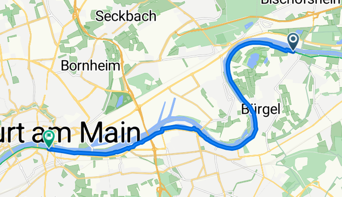 Fischergasse, Offenbach am Main to Deutschherrnufer, Frankfurt