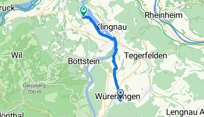 Baderweg, Würenlingen nach Lerchenweg, Leuggern