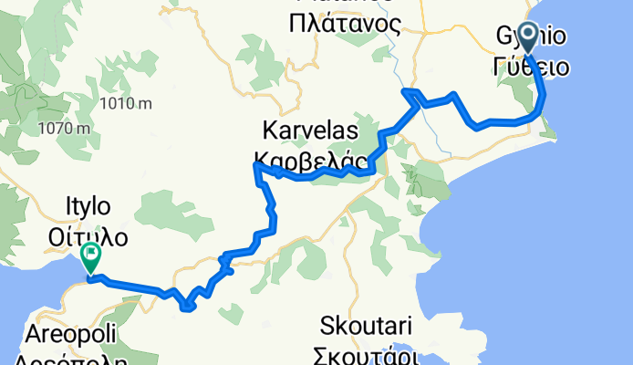 Gythio nach Pirgos Dirou