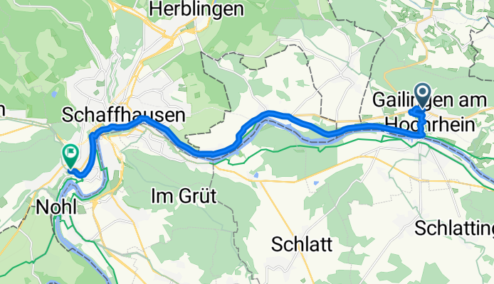 Schloßstraße, Gailingen am Hochrhein nach Berbiceweg, Neuhausen am Rheinfall
