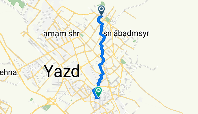 Route from Yazd