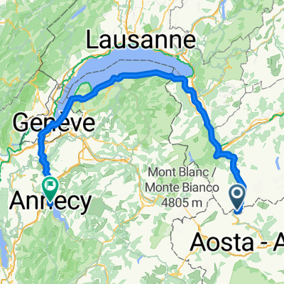 Tunnel du Grand Saint-Bernard, Bourg-St-Pierre to Esplanade de l'Hôtel de Ville, Annecy