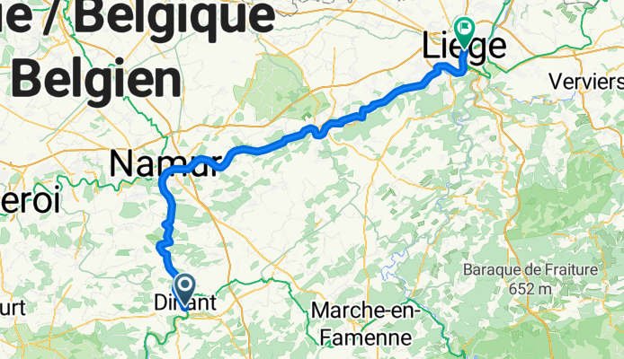 Rempart d'Albeau, Dinant nach Place Saint-Lambert, Lüttich