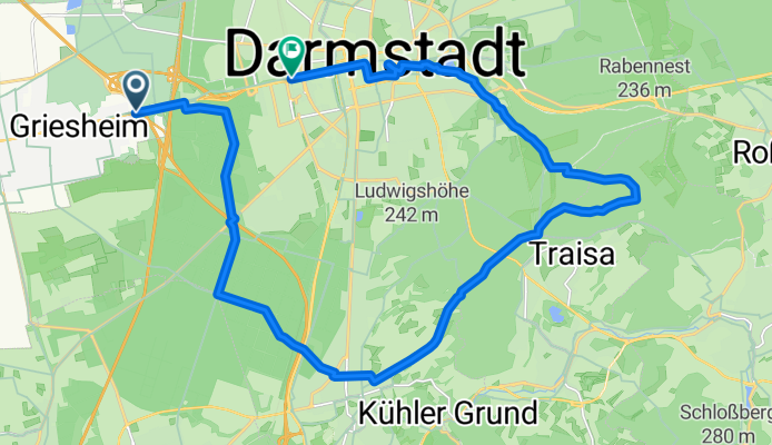 Eulerweg, Griesheim nach Rheinstraße, Darmstadt